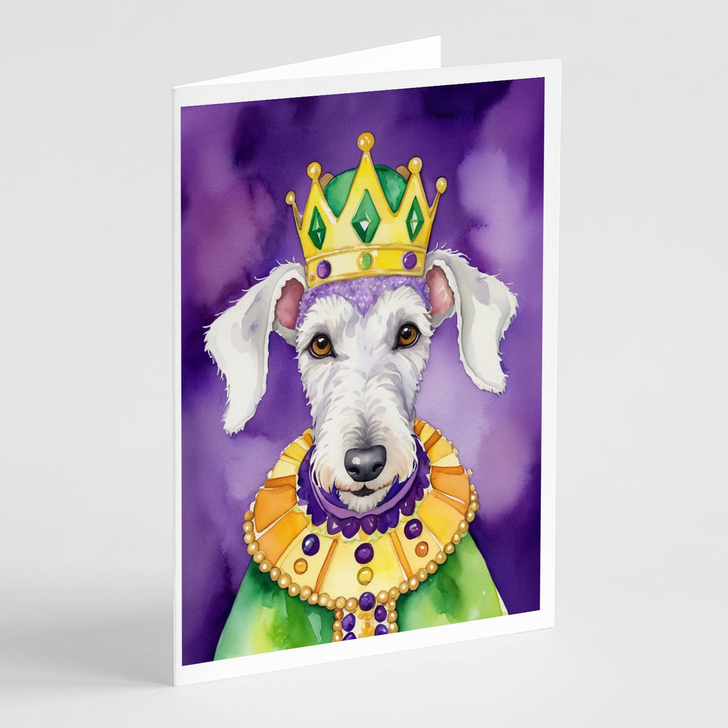 Bedlington Terrier King of Mardi Gras Greeting Cards Pack of 8 Blank Cards with Envelopes Whimsical A7 Size 5x7
