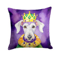Bedlington Terrier King of Mardi Gras Decorative Throw Pillow 14x14 Indoor Outdoor Accent Cushion, Fabric Cover with Insert for Sofa, Bed, Porch & Living Room