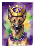 Belgian Malinois King of Mardi Gras House Flag 28x40 Porch Sleeve Pole Decorative Outside Yard Banner Artwork Wall Hanging, Polyester