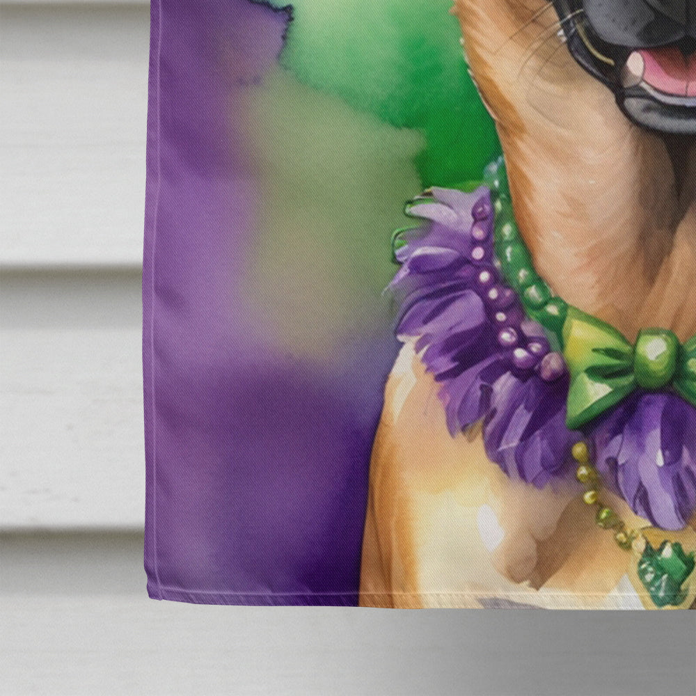 Belgian Malinois King of Mardi Gras House Flag 28x40 Porch Sleeve Pole Decorative Outside Yard Banner Artwork Wall Hanging, Polyester