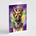 Belgian Malinois King of Mardi Gras Greeting Cards Pack of 8 Blank Cards with Envelopes Whimsical A7 Size 5x7