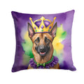 Belgian Malinois King of Mardi Gras Decorative Throw Pillow 14x14 Indoor Outdoor Accent Cushion, Fabric Cover with Insert for Sofa, Bed, Porch & Living Room