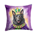 Belgian Sheepdog King of Mardi Gras Decorative Throw Pillow 18x18 Indoor Outdoor Accent Cushion, Fabric Cover with Insert for Sofa, Bed, Porch & Living Room