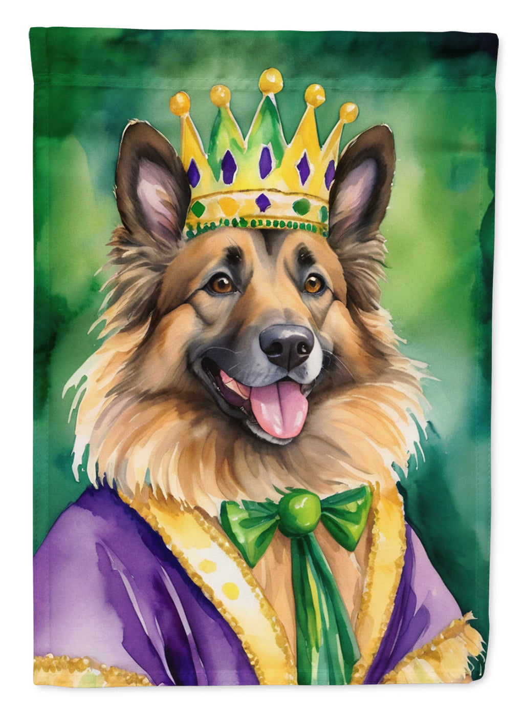 Belgian Tervuren King of Mardi Gras House Flag 28x40 Porch Sleeve Pole Decorative Outside Yard Banner Artwork Wall Hanging, Polyester