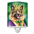 Belgian Tervuren King of Mardi Gras Ceramic Night Light Compact, UL-Certified, Ideal for Bedroom, Bathroom, Nursery, Hallway, Kitchen, 6x4x3, Multicolor