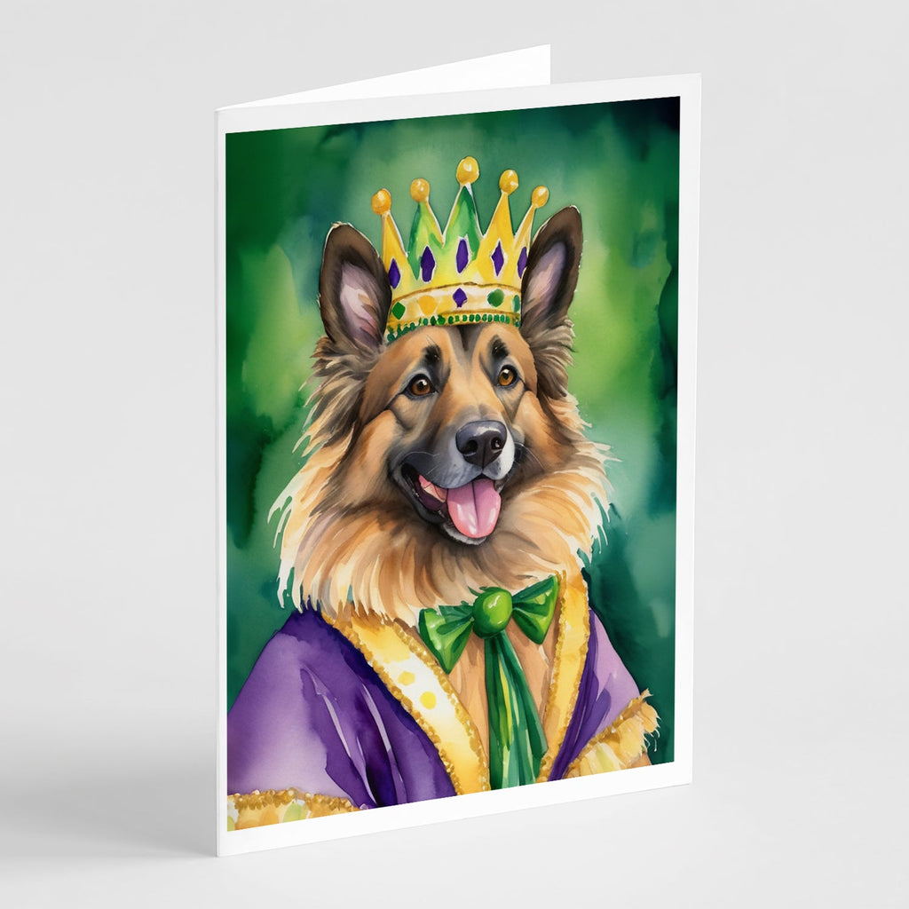 Belgian Tervuren King of Mardi Gras Greeting Cards Pack of 8 Blank Cards with Envelopes Whimsical A7 Size 5x7