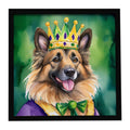Belgian Tervuren King of Mardi Gras Framed Metal Print Bathroom, Kitchen, Office, Home Decor Wall Art Ready to Hang, Square, 8X8