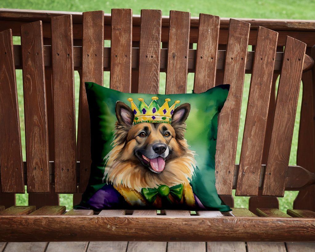 Belgian Tervuren King of Mardi Gras Decorative Throw Pillow 14x14 Indoor Outdoor Accent Cushion, Fabric Cover with Insert for Sofa, Bed, Porch & Living Room