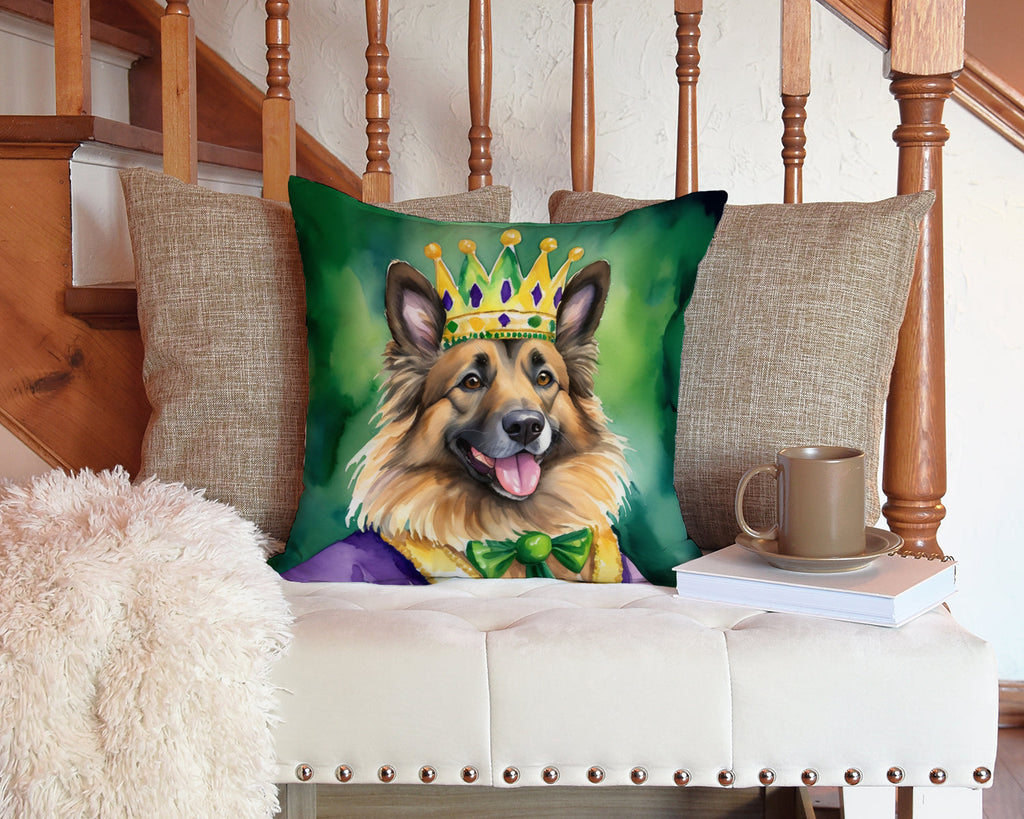 Belgian Tervuren King of Mardi Gras Decorative Throw Pillow 14x14 Indoor Outdoor Accent Cushion, Fabric Cover with Insert for Sofa, Bed, Porch & Living Room