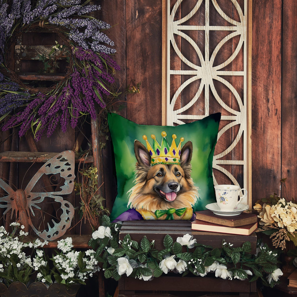 Belgian Tervuren King of Mardi Gras Decorative Throw Pillow 14x14 Indoor Outdoor Accent Cushion, Fabric Cover with Insert for Sofa, Bed, Porch & Living Room