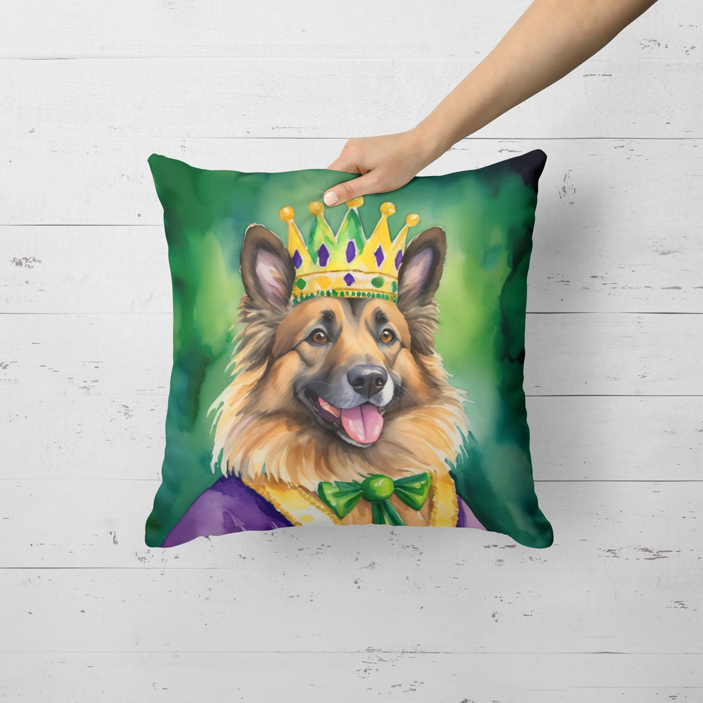 Belgian Tervuren King of Mardi Gras Decorative Throw Pillow 18x18 Indoor Outdoor Accent Cushion, Fabric Cover with Insert for Sofa, Bed, Porch & Living Room