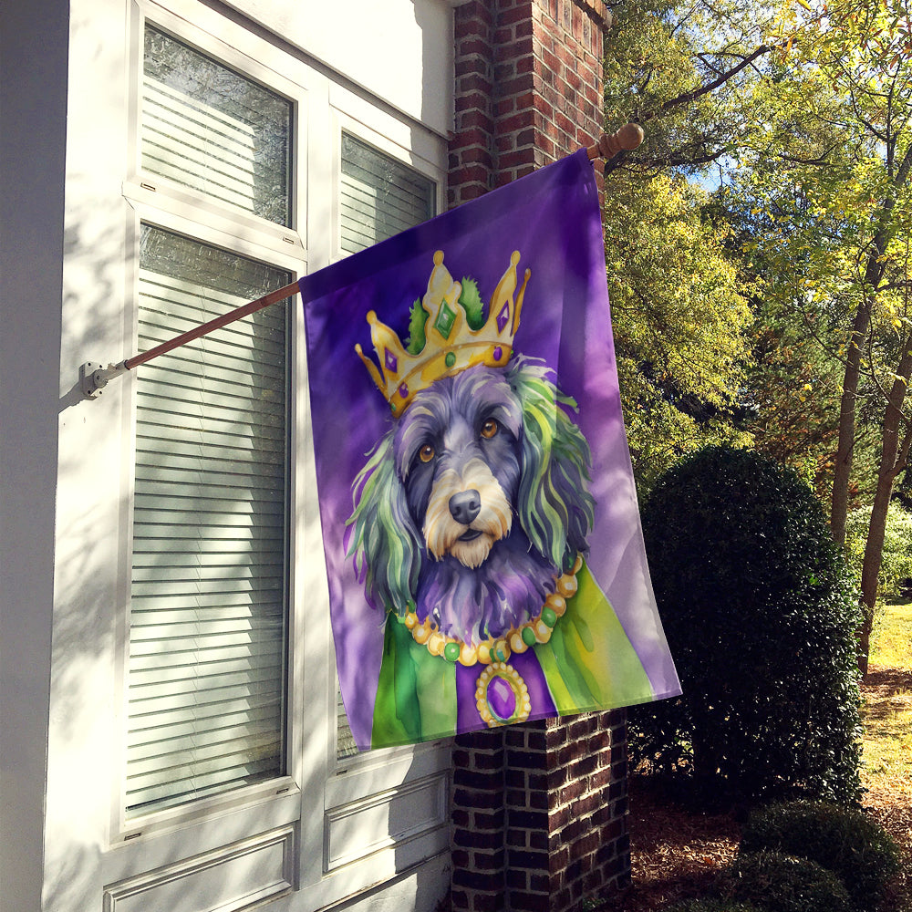 Bergamasco Sheepdog King of Mardi Gras House Flag 28x40 Porch Sleeve Pole Decorative Outside Yard Banner Artwork Wall Hanging, Polyester
