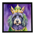 Bergamasco Sheepdog King of Mardi Gras Framed Metal Print Bathroom, Kitchen, Office, Home Decor Wall Art Ready to Hang, Square, 8X8