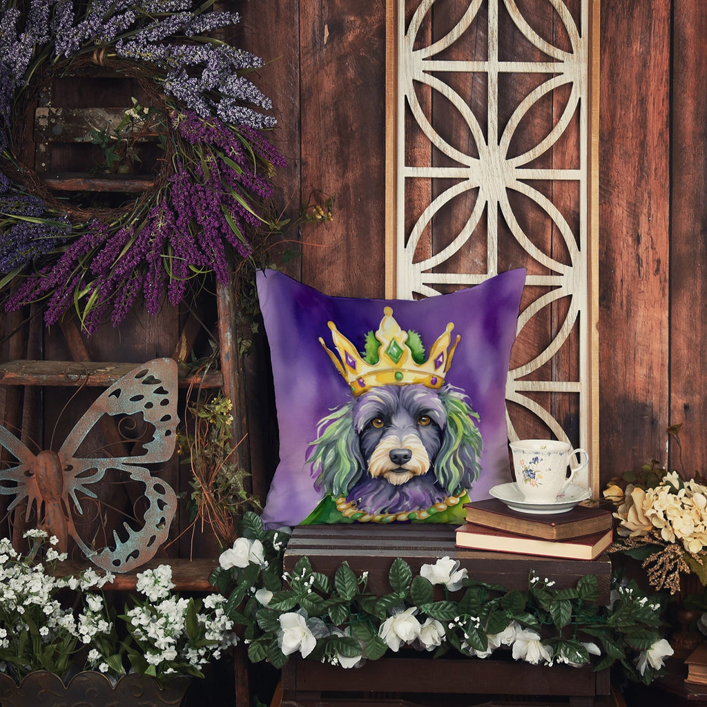 Bergamasco Sheepdog King of Mardi Gras Decorative Throw Pillow 14x14 Indoor Outdoor Accent Cushion, Fabric Cover with Insert for Sofa, Bed, Porch & Living Room