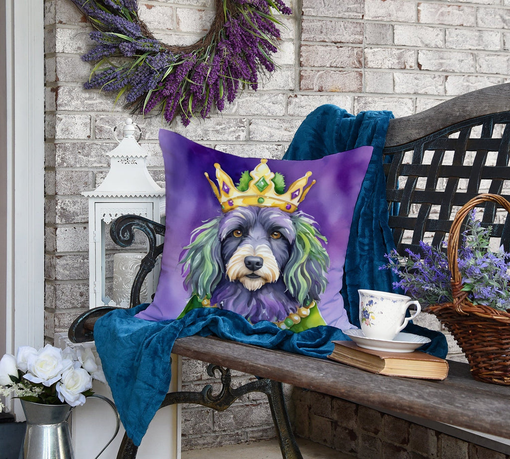 Bergamasco Sheepdog King of Mardi Gras Decorative Throw Pillow 18x18 Indoor Outdoor Accent Cushion, Fabric Cover with Insert for Sofa, Bed, Porch & Living Room