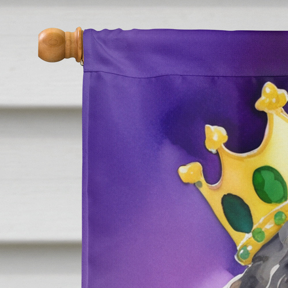 Bernedoodle King of Mardi Gras House Flag 28x40 Porch Sleeve Pole Decorative Outside Yard Banner Artwork Wall Hanging, Polyester