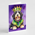 Bernedoodle King of Mardi Gras Greeting Cards Pack of 8 Blank Cards with Envelopes Whimsical A7 Size 5x7