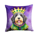 Bernedoodle King of Mardi Gras Decorative Throw Pillow 14x14 Indoor Outdoor Accent Cushion, Fabric Cover with Insert for Sofa, Bed, Porch & Living Room