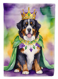 Bernese Mountain Dog King of Mardi Gras House Flag 28x40 Porch Sleeve Pole Decorative Outside Yard Banner Artwork Wall Hanging, Polyester