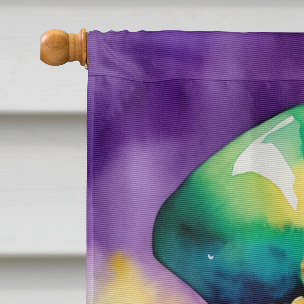 Bichon Frise King of Mardi Gras House Flag 28x40 Porch Sleeve Pole Decorative Outside Yard Banner Artwork Wall Hanging, Polyester