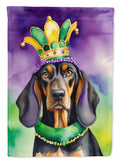 Black and Tan Coonhound King of Mardi Gras House Flag 28x40 Porch Sleeve Pole Decorative Outside Yard Banner Artwork Wall Hanging, Polyester
