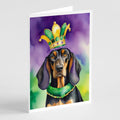 Black and Tan Coonhound King of Mardi Gras Greeting Cards Pack of 8 Blank Cards with Envelopes Whimsical A7 Size 5x7