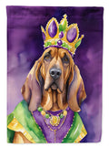 Bloodhound King of Mardi Gras House Flag 28x40 Porch Sleeve Pole Decorative Outside Yard Banner Artwork Wall Hanging, Polyester