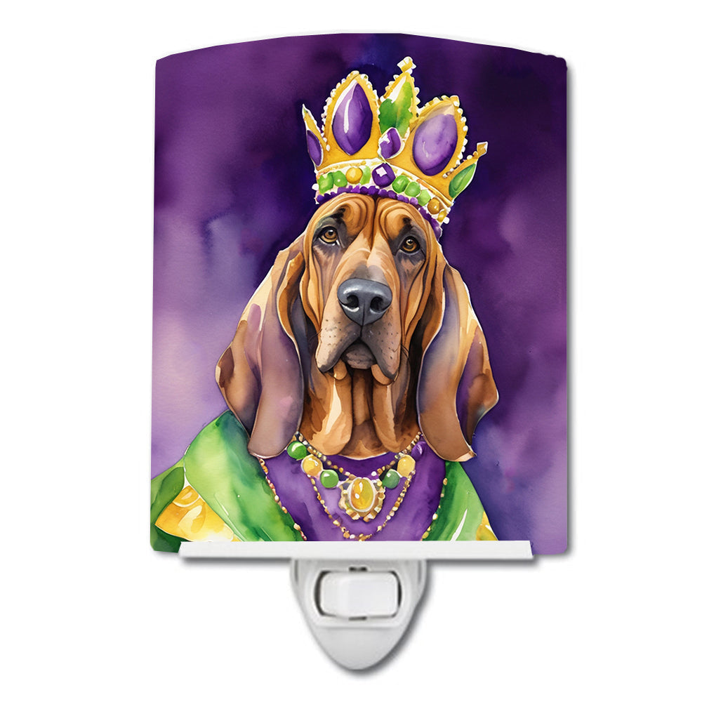 Bloodhound King of Mardi Gras Ceramic Night Light Compact, UL-Certified, Ideal for Bedroom, Bathroom, Nursery, Hallway, Kitchen, 6x4x3, Multicolor