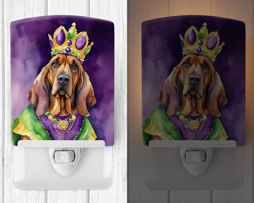 Bloodhound King of Mardi Gras Ceramic Night Light Compact, UL-Certified, Ideal for Bedroom, Bathroom, Nursery, Hallway, Kitchen, 6x4x3, Multicolor