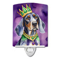 Bluetick Coonhound King of Mardi Gras Ceramic Night Light Compact, UL-Certified, Ideal for Bedroom, Bathroom, Nursery, Hallway, Kitchen, 6x4x3, Multicolor