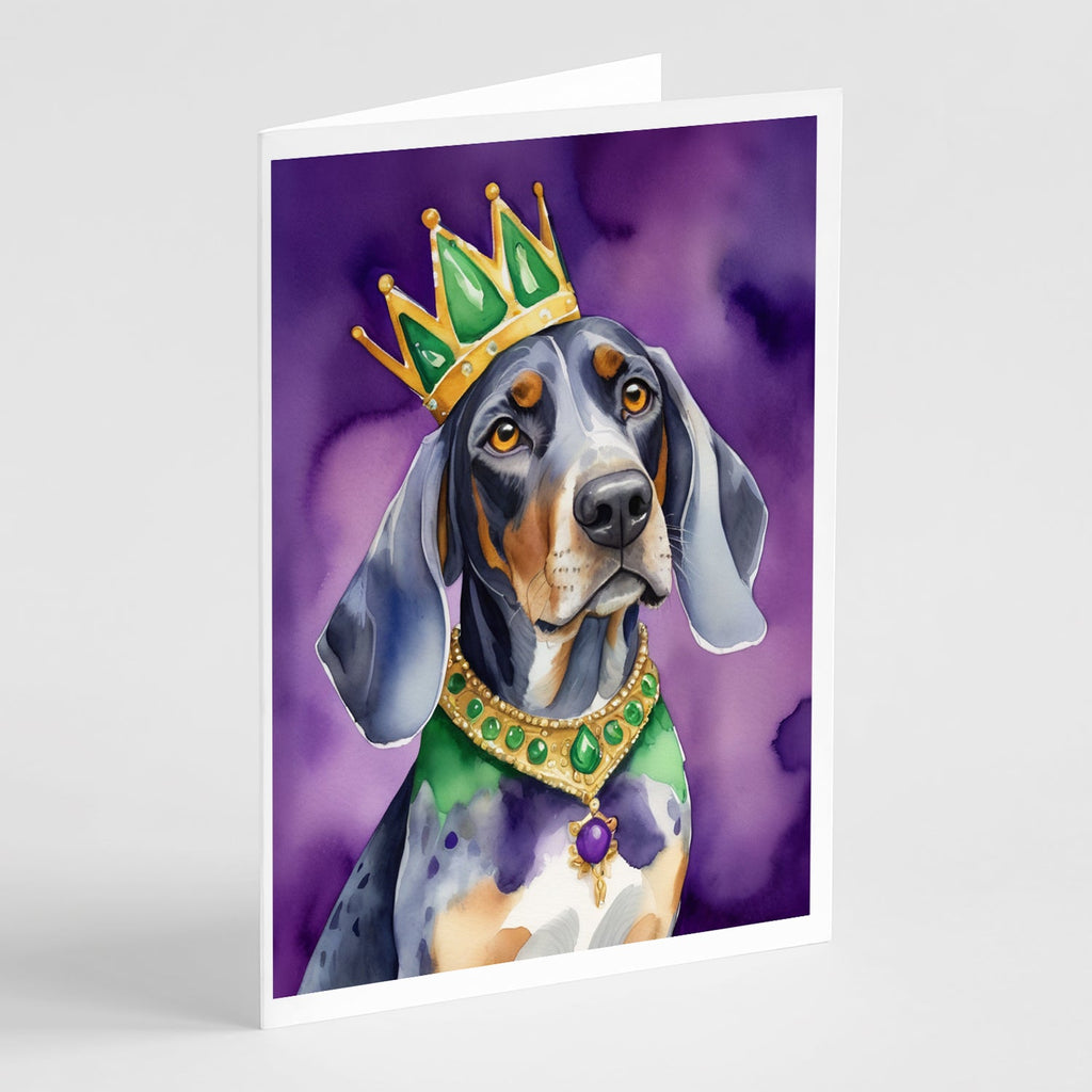 Bluetick Coonhound King of Mardi Gras Greeting Cards Pack of 8 Blank Cards with Envelopes Whimsical A7 Size 5x7