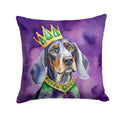 Bluetick Coonhound King of Mardi Gras Decorative Throw Pillow 18x18 Indoor Outdoor Accent Cushion, Fabric Cover with Insert for Sofa, Bed, Porch & Living Room