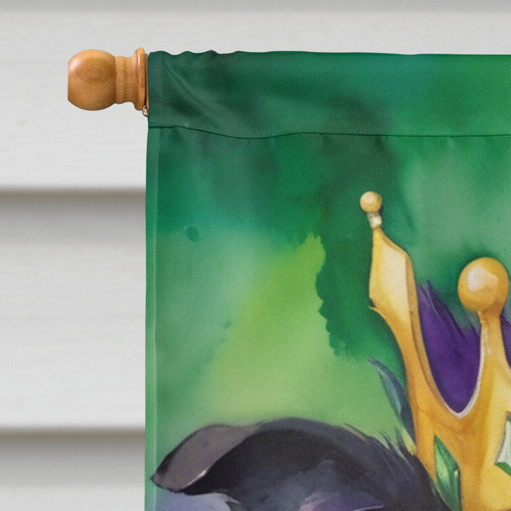 Border Collie King of Mardi Gras House Flag 28x40 Porch Sleeve Pole Decorative Outside Yard Banner Artwork Wall Hanging, Polyester