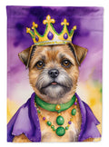 Border Terrier King of Mardi Gras House Flag 28x40 Porch Sleeve Pole Decorative Outside Yard Banner Artwork Wall Hanging, Polyester