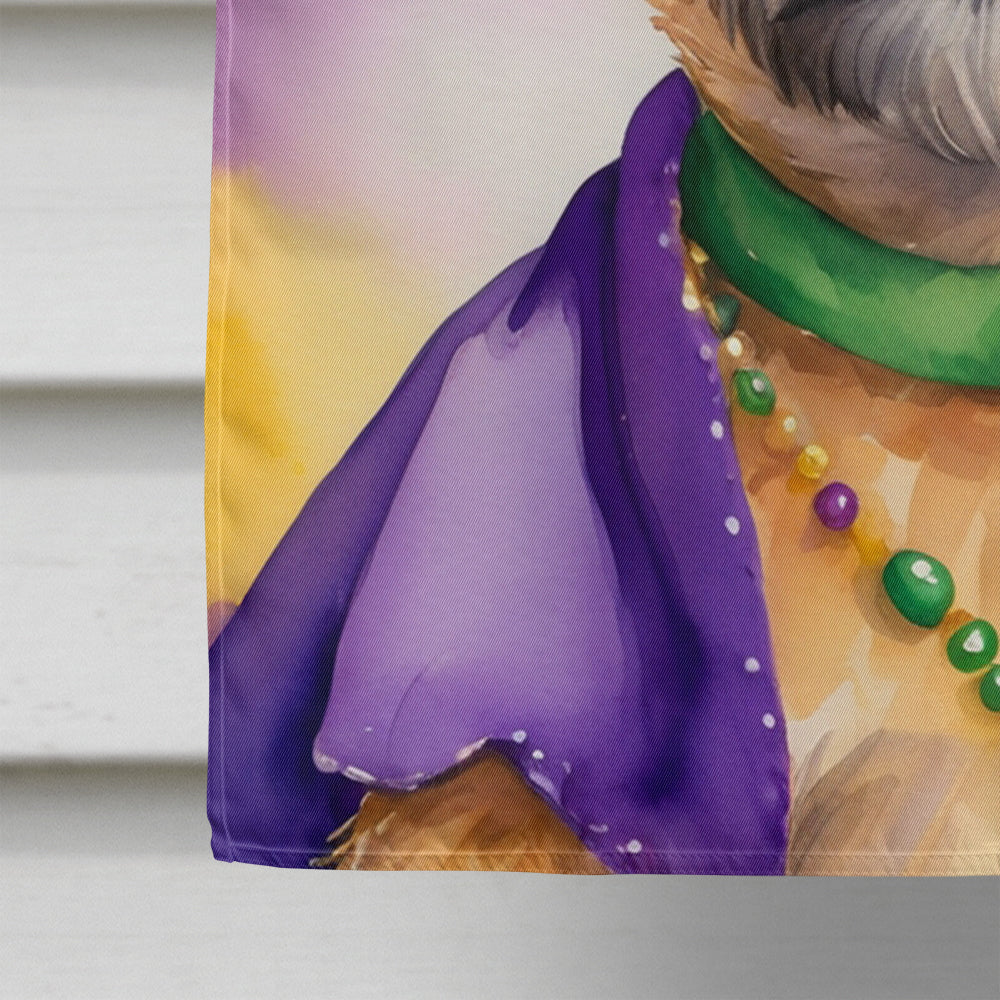 Border Terrier King of Mardi Gras House Flag 28x40 Porch Sleeve Pole Decorative Outside Yard Banner Artwork Wall Hanging, Polyester
