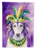 Borzoi King of Mardi Gras House Flag 28x40 Porch Sleeve Pole Decorative Outside Yard Banner Artwork Wall Hanging, Polyester