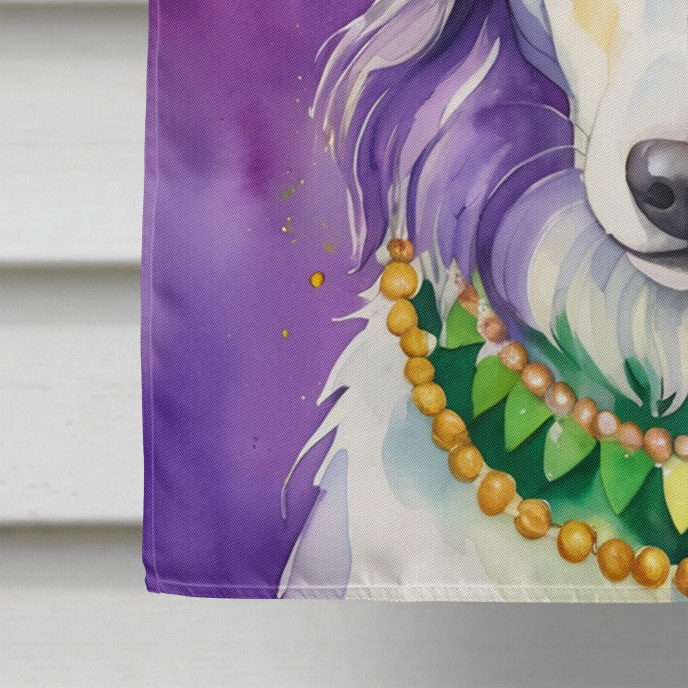 Borzoi King of Mardi Gras House Flag 28x40 Porch Sleeve Pole Decorative Outside Yard Banner Artwork Wall Hanging, Polyester