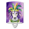 Borzoi King of Mardi Gras Ceramic Night Light Compact, UL-Certified, Ideal for Bedroom, Bathroom, Nursery, Hallway, Kitchen, 6x4x3, Multicolor