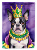 Boston Terrier King of Mardi Gras House Flag 28x40 Porch Sleeve Pole Decorative Outside Yard Banner Artwork Wall Hanging, Polyester