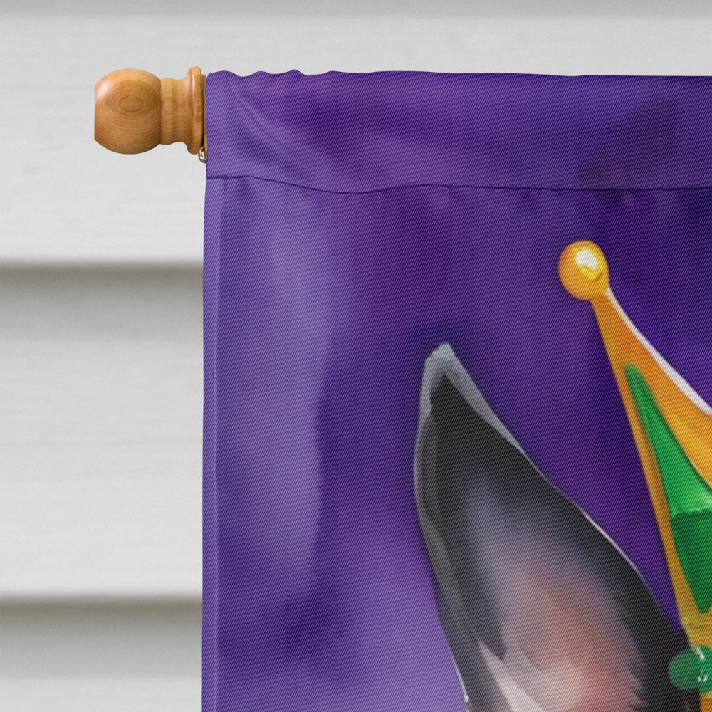 Boston Terrier King of Mardi Gras House Flag 28x40 Porch Sleeve Pole Decorative Outside Yard Banner Artwork Wall Hanging, Polyester