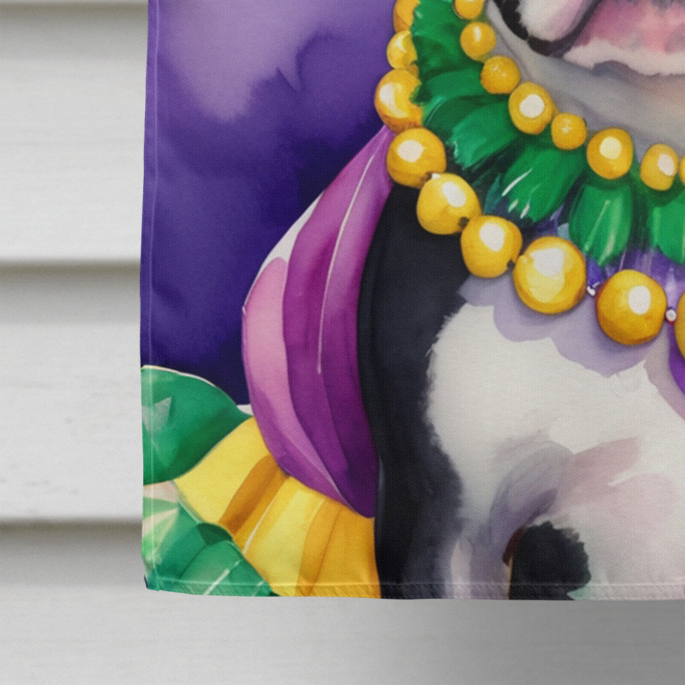 Boston Terrier King of Mardi Gras House Flag 28x40 Porch Sleeve Pole Decorative Outside Yard Banner Artwork Wall Hanging, Polyester