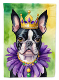 Boston Terrier King of Mardi Gras House Flag 28x40 Porch Sleeve Pole Decorative Outside Yard Banner Artwork Wall Hanging, Polyester