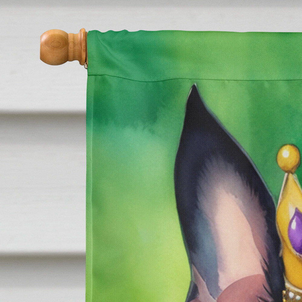 Boston Terrier King of Mardi Gras House Flag 28x40 Porch Sleeve Pole Decorative Outside Yard Banner Artwork Wall Hanging, Polyester