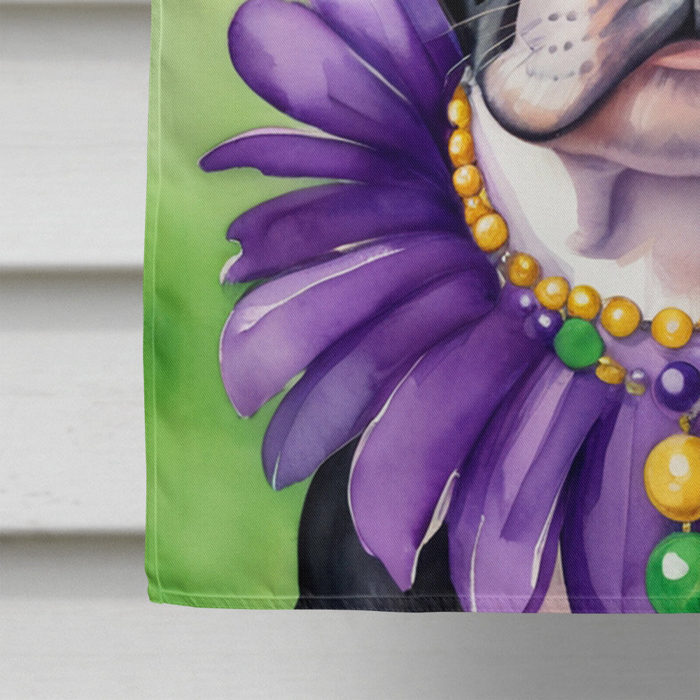 Boston Terrier King of Mardi Gras House Flag 28x40 Porch Sleeve Pole Decorative Outside Yard Banner Artwork Wall Hanging, Polyester