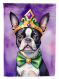 Boston Terrier King of Mardi Gras House Flag 28x40 Porch Sleeve Pole Decorative Outside Yard Banner Artwork Wall Hanging, Polyester