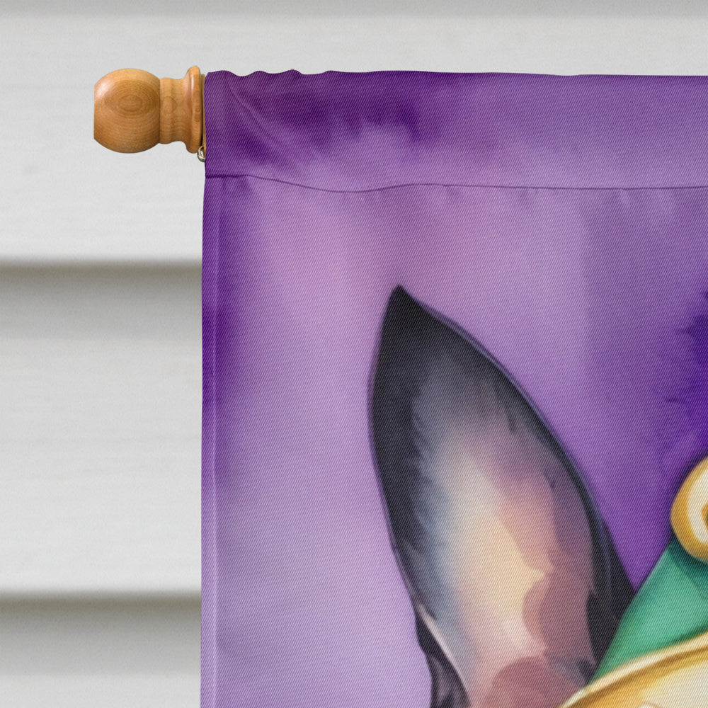 Boston Terrier King of Mardi Gras House Flag 28x40 Porch Sleeve Pole Decorative Outside Yard Banner Artwork Wall Hanging, Polyester