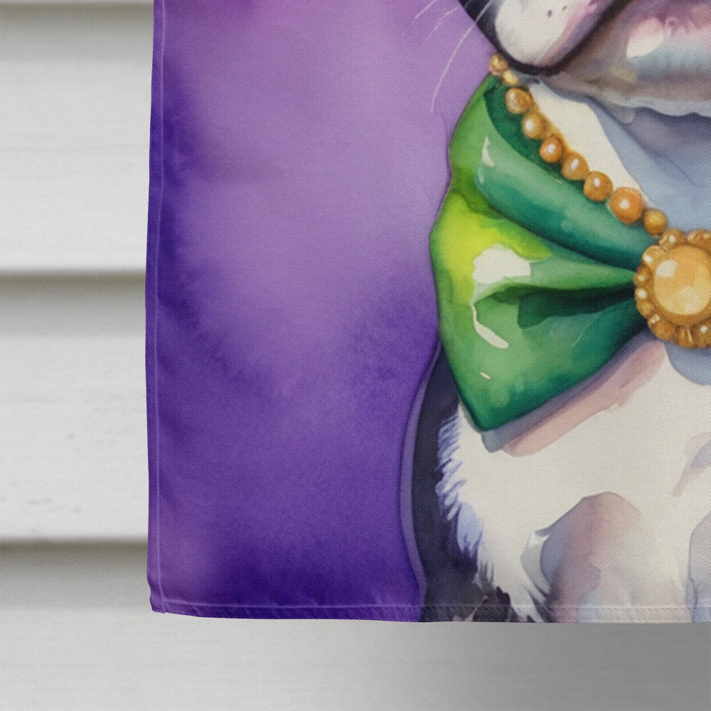 Boston Terrier King of Mardi Gras House Flag 28x40 Porch Sleeve Pole Decorative Outside Yard Banner Artwork Wall Hanging, Polyester