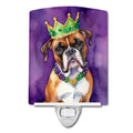 Boxer King of Mardi Gras Ceramic Night Light Compact, UL-Certified, Ideal for Bedroom, Bathroom, Nursery, Hallway, Kitchen, 6x4x3, Multicolor