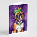 Boxer King of Mardi Gras Greeting Cards Pack of 8 Blank Cards with Envelopes Whimsical A7 Size 5x7