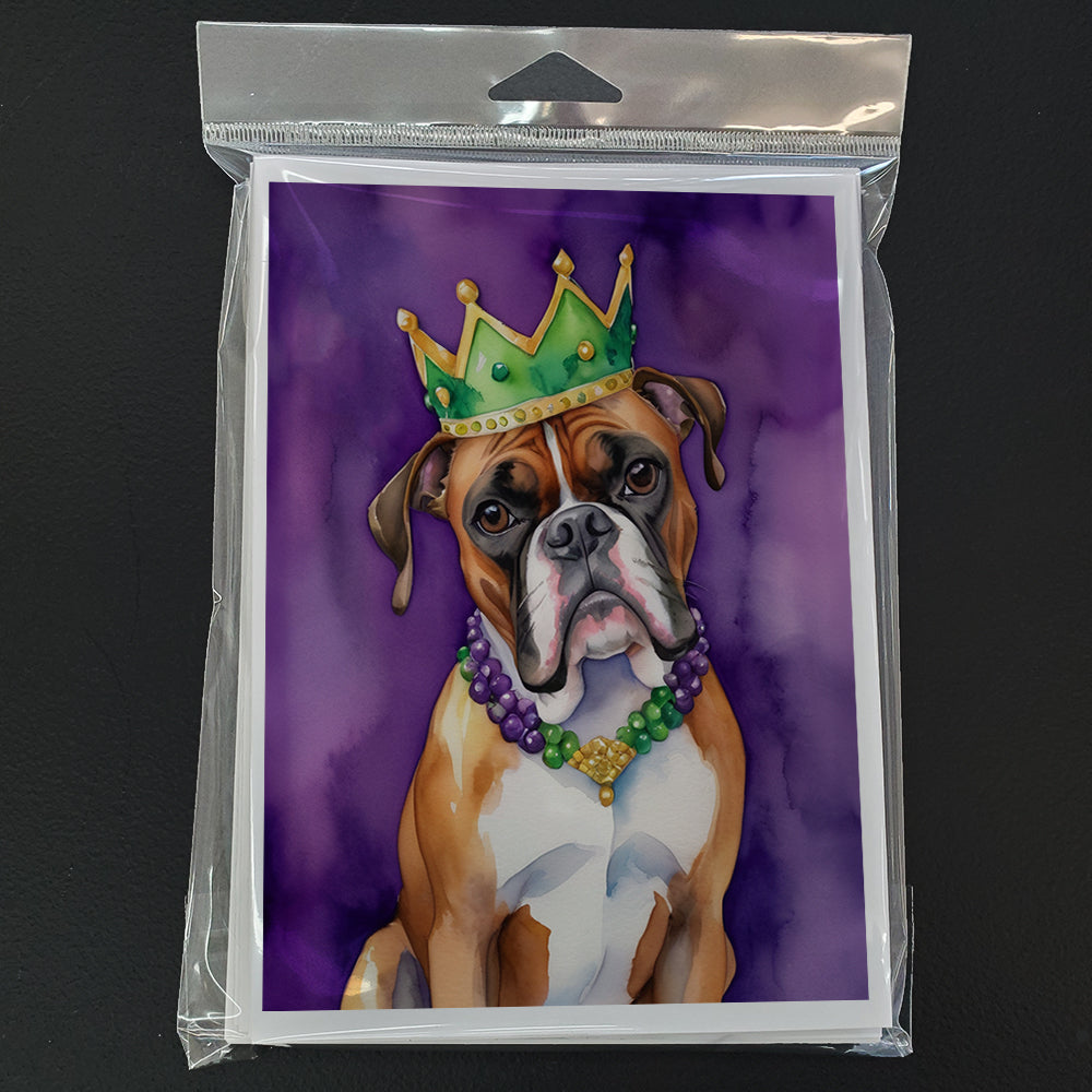 Boxer King of Mardi Gras Greeting Cards Pack of 8 Blank Cards with Envelopes Whimsical A7 Size 5x7